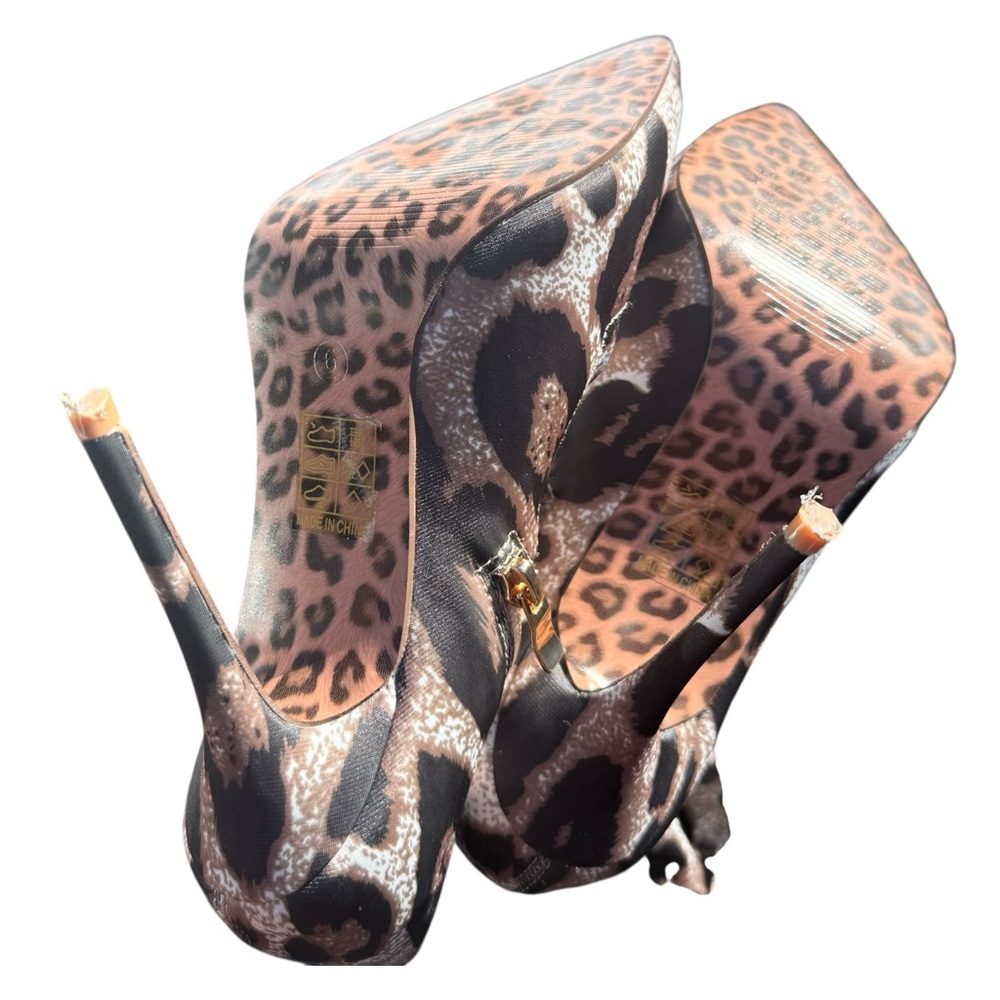 NEWBELLA Stretch Leopard Print Over-the-Knee Pointed Toe Stiletto Boots Size 6 - Picture 11 of 15